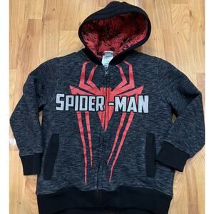 Marvel Ultimate Spiderman Zip Hoodie Jacket Quilt Lined Grays Boys 5/6